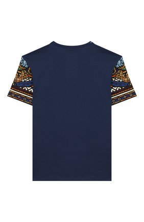 Детская хлопковая футболка DOLCE & GABBANA темно-синего цвета по цене 10450 руб., арт. L4JTBF/G7VYA/2-6 | Фото 2 Детская хлопковая футболка DOLCE & GABBANA темно-синего цвета, арт. L4JTBF/G7VYA/2-6 | Фото 2