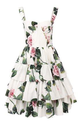 Женское хлопковое платье DOLCE & GABBANA белого цвета по цене 154000 руб., арт. F6I0BT/HS5FZ | Фото 1 Женское хлопковое платье DOLCE & GABBANA белого цвета, арт. F6I0BT/HS5FZ | Фото 1