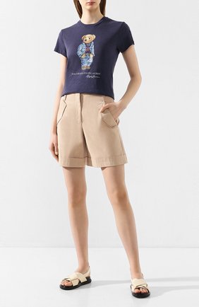 Женская хлопковая футболка POLO RALPH LAUREN синего цвета по цене 8920 руб., арт. 211785567 | Фото 2 Женская хлопковая футболка POLO RALPH LAUREN синего цвета, арт. 211785567 | Фото 2