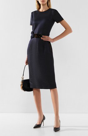 Женское платье из смеси шерсти и шелка GIORGIO ARMANI темно-синего цвета по цене 133000 руб., арт. 0SHVA055/T01IH | Фото 2 Женское платье из смеси шерсти и шелка GIORGIO ARMANI темно-синего цвета, арт. 0SHVA055/T01IH | Фото 2