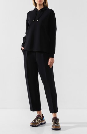 Женская хлопковое худи GIORGIO ARMANI темно-синего цвета по цене 75900 руб., арт. 3HAM54/AJZGZ | Фото 2 Женская хлопковое худи GIORGIO ARMANI темно-синего цвета, арт. 3HAM54/AJZGZ | Фото 2