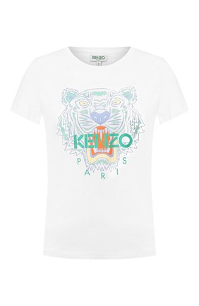 Женская хлопковая футболка KENZO белого цвета по цене 8350 руб., арт. FA52TS7214YB | Фото 1 Женская хлопковая футболка KENZO белого цвета, арт. FA52TS7214YB | Фото 1