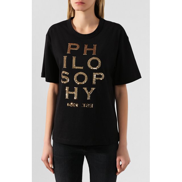 Хлопковая футболка PHILOSOPHY DI LORENZO SERAFINI 10790818
