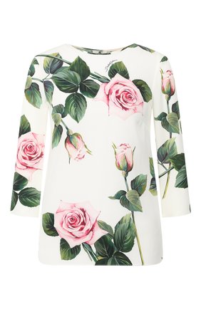 Женская шелковая блузка DOLCE & GABBANA белого цвета по цене 56750 руб., арт. F7ZZDT/FSAZD | Фото 1 Женская шелковая блузка DOLCE & GABBANA белого цвета, арт. F7ZZDT/FSAZD | Фото 1