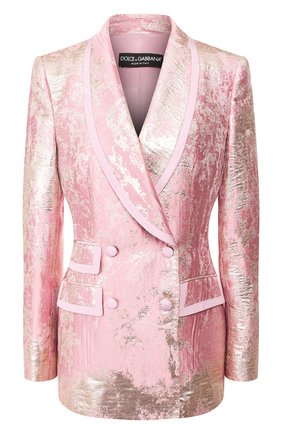 Женский двубортный жакет DOLCE & GABBANA розового цвета по цене 279000 руб., арт. F29EIT/HJMJR | Фото 1 Женский двубортный жакет DOLCE & GABBANA розового цвета, арт. F29EIT/HJMJR | Фото 1