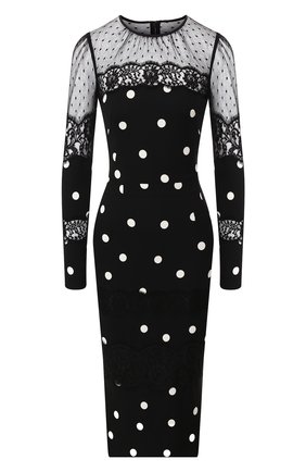 Женское платье-миди DOLCE & GABBANA черно-белого цвета по цене 171500 руб., арт. F6H6JT/FSAY0 | Фото 1 Женское платье-миди DOLCE & GABBANA черно-белого цвета, арт. F6H6JT/FSAY0 | Фото 1