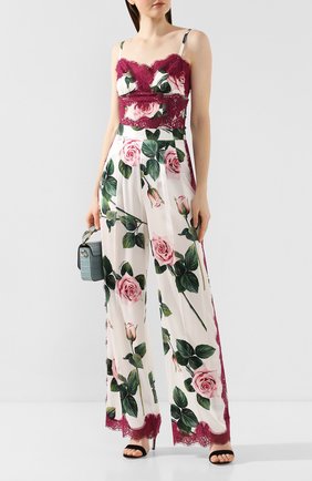 Женский топ из смеси шелка и хлопка DOLCE & GABBANA белого цвета по цене 104500 руб., арт. F74E1T/FSAZD | Фото 2 Женский топ из смеси шелка и хлопка DOLCE & GABBANA белого цвета, арт. F74E1T/FSAZD | Фото 2