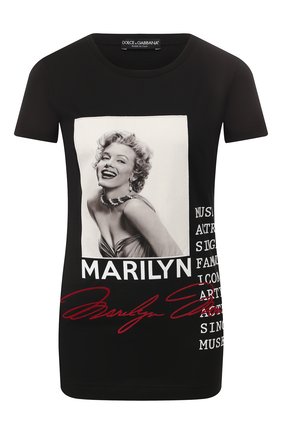 Женская хлопковая футболка DOLCE & GABBANA черного цвета по цене 57450 руб., арт. F8H32Z/G7VZD | Фото 1 Женская хлопковая футболка DOLCE & GABBANA черного цвета, арт. F8H32Z/G7VZD | Фото 1
