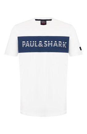 Мужская хлопковая футболка PAUL&SHARK белого цвета по цене 9950 руб., арт. E20P1029 | Фото 1 Мужская хлопковая футболка PAUL&SHARK белого цвета, арт. E20P1029 | Фото 1