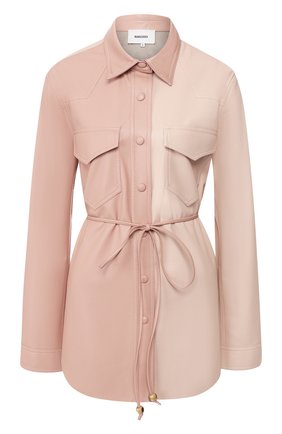 Женская рубашка с поясом NANUSHKA розового цвета по цене 39400 руб., арт. EDDY_BLUSH PATCHW0RK_VEGAN LEATHER | Фото 1 Женская рубашка с поясом NANUSHKA розового цвета, арт. EDDY_BLUSH PATCHW0RK_VEGAN LEATHER | Фото 1