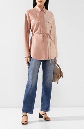 Женская рубашка с поясом NANUSHKA розового цвета по цене 39400 руб., арт. EDDY_BLUSH PATCHW0RK_VEGAN LEATHER | Фото 2 Женская рубашка с поясом NANUSHKA розового цвета, арт. EDDY_BLUSH PATCHW0RK_VEGAN LEATHER | Фото 2