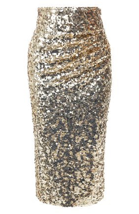 Женская юбка с пайетками DOLCE & GABBANA золотого цвета по цене 87550 руб., арт. F4BS1T/HLMZM | Фото 1 Женская юбка с пайетками DOLCE & GABBANA золотого цвета, арт. F4BS1T/HLMZM | Фото 1