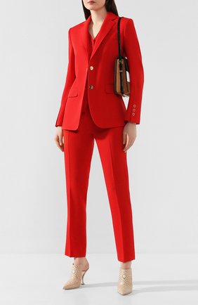Женские шерстяные брюки BURBERRY красного цвета по цене 45200 руб., арт. 8024806 | Фото 2 Женские шерстяные брюки BURBERRY красного цвета, арт. 8024806 | Фото 2