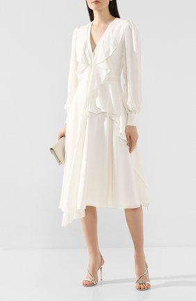 Женское шелковое платье ALEXANDER MCQUEEN белого цвета по цене 236000 руб., арт. 605638/QBAAF | Фото 2 Женское шелковое платье ALEXANDER MCQUEEN белого цвета, арт. 605638/QBAAF | Фото 2