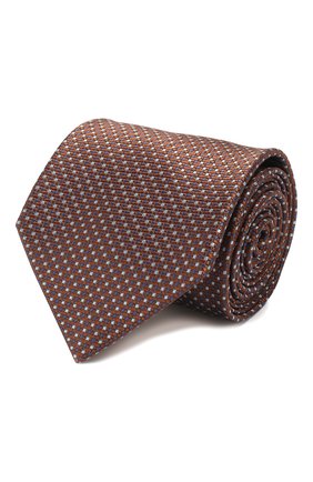 Мужской шелковый галстук BRIONI коричневого цвета, арт. 062I00/P9488 | Фото 1 (Материал: Текстиль, Шелк; Принт: С принтом; Региональные ограничения белый список (Axapta Mercury): RU)
