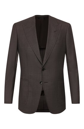 Мужской пиджак из смеси шерсти и шелка TOM FORD коричневого цвета по цене 299500 руб., арт. 732R17/15ES40 | Фото 1 Мужской пиджак из смеси шерсти и шелка TOM FORD коричневого цвета, арт. 732R17/15ES40 | Фото 1 (Длина (для топов): Стандартные; Материал подклада: Шелк, Купро; Рукава: Длинные; Материал внешний: Шерсть; 1-2-бортные: Однобортные; Пиджаки М: Приталенный; Случай: Формальный; Стили: Классический)