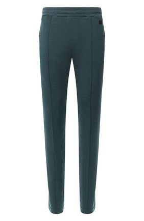 Мужские шерстяные брюки Z ZEGNA зеленого цвета, арт. VU475/ZZTP66 | Фото 1 (Материал внешний: Шерсть; Длина (брюки, джинсы): Стандартные; Мужское Кросс-КТ: Брюки-трикотаж; Случай: Повседневный)