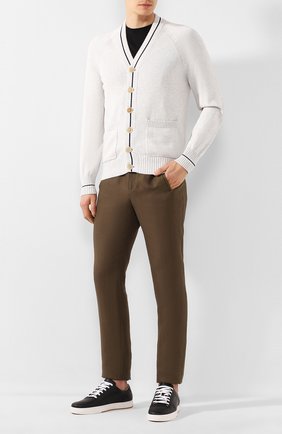 Мужские льняные брюки LORO PIANA хаки цвета, арт. FAL1502 | Фото 2 (Материал внешний: Лен; Длина (брюки, джинсы): Стандартные; Случай: Повседневный; Стили: Кэжуэл; Региональные ограничения белый список (Axapta Mercury): RU)