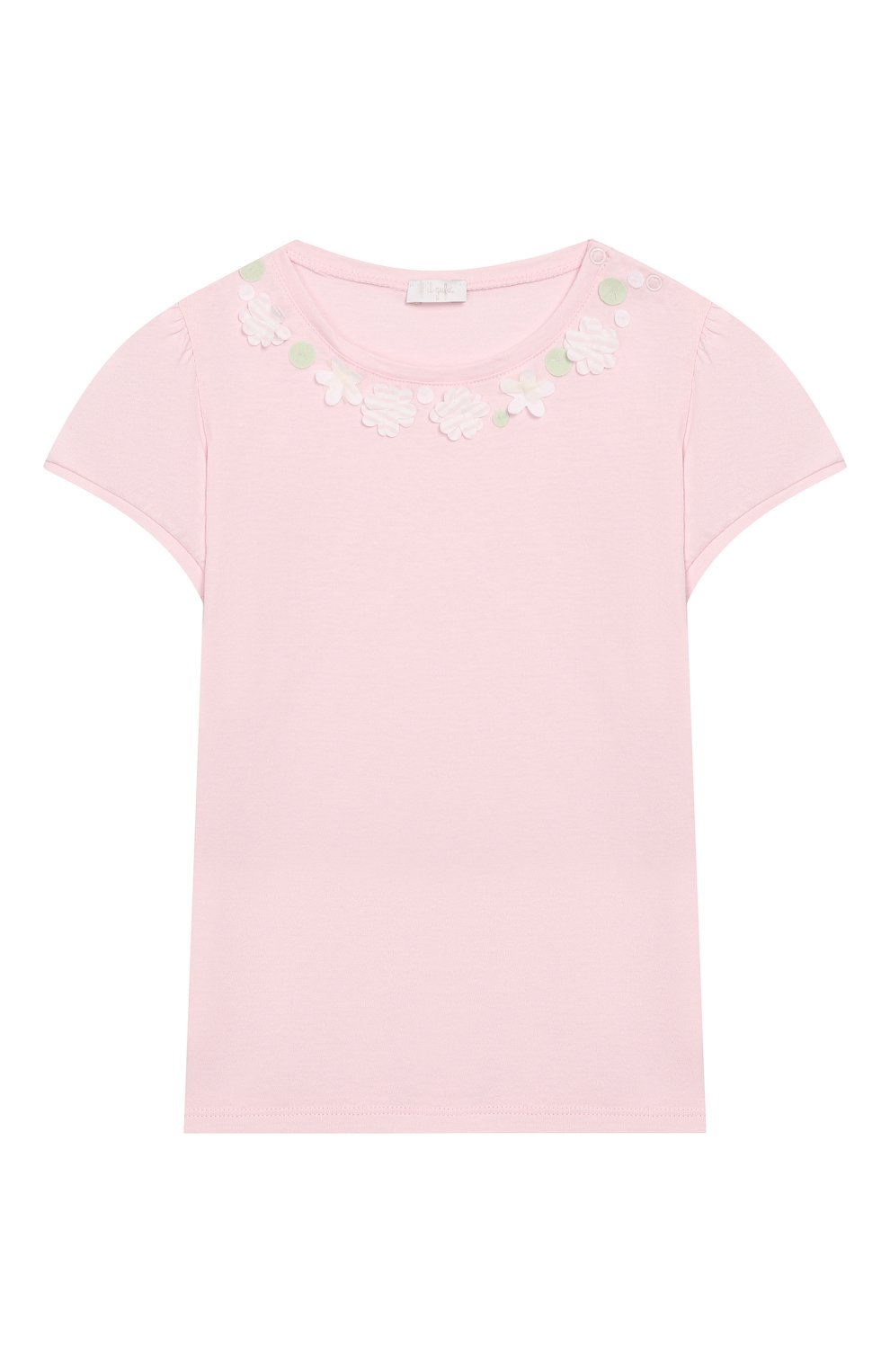 Детская хлопковая футболка IL GUFO светло-розового цвета, арт. P20TS249M0014/2A-4A | Фото 1 (Принт: Без принта; Девочки Кросс-КТ: футболка-одежда; Рукава: Короткие; Материал внешний: Хлопок)