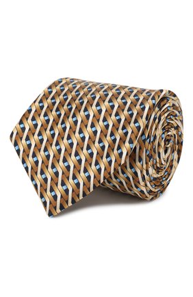 Мужской шелковый галстук ZILLI бежевого цвета, арт. 50239/TIES | Фото 1 (Материал: Текстиль, Шелк; Принт: С принтом)