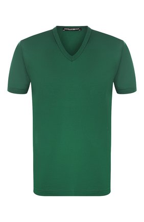 Мужская хлопковая футболка DOLCE & GABBANA зеленого цвета по цене 27550 руб., арт. 0101/G8HA0T/FU7EQ | Фото 1 Мужская хлопковая футболка DOLCE & GABBANA зеленого цвета, арт. 0101/G8HA0T/FU7EQ | Фото 1 (Мужское Кросс-КТ: Футболка-одежда; Рукава: Короткие; Материал внешний: Хлопок; Принт: Без принта; Длина (для топов): Стандартные; Стили: Кэжуэл)