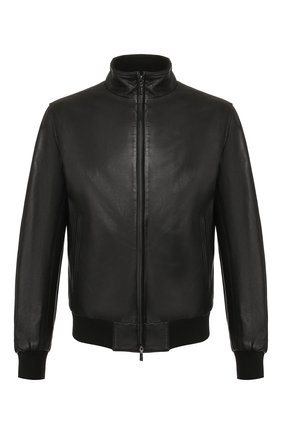 Мужской кожаный бомбер GIMO'S черного цвета по цене 42500 руб., арт. 20PE.1.090.63 | Фото 1 Мужской кожаный бомбер GIMO'S черного цвета, арт. 20PE.1.090.63 | Фото 1