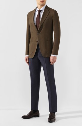 Мужской льняной пиджак LORO PIANA хаки цвета по цене 254500 руб., арт. FAL0969 | Фото 2 Мужской льняной пиджак LORO PIANA хаки цвета, арт. FAL0969 | Фото 2 (Длина (для топов): Стандартные; Рукава: Длинные; Материал внешний: Лен; Материал подклада: Купро; 1-2-бортные: Однобортные; Пиджаки М: Приталенный; Случай: Повседневный; Стили: Кэжуэл; Региональные ограничения белый список (Axapta Mercury): RU)