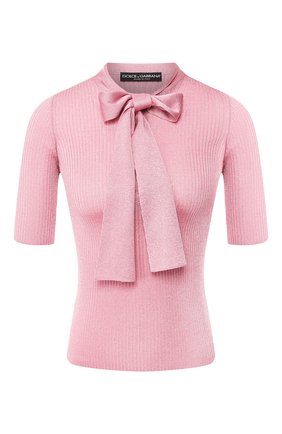 Женская пуловер из вискозы DOLCE & GABBANA светло-розового цвета по цене 62400 руб., арт. FX668T/JAIDM | Фото 1 Женская пуловер из вискозы DOLCE & GABBANA светло-розового цвета, арт. FX668T/JAIDM | Фото 1