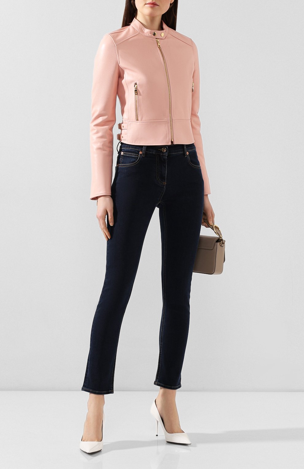 Женская кожаная куртка DOLCE & GABBANA светло-розового цвета, арт. F9F13L/FUL89 | Фото 2 (Кросс-КТ: Куртка; Рукава: Длинные; Стили: Гламурный; Материал внешний: Натуральная кожа; Женское Кросс-КТ: Замша и кожа; Длина (верхняя одежда): Короткие; Материал подклада: Шелк; Статус проверки: Проверена категория)