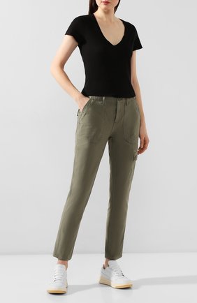 Женские хлопковые брюки FRAME DENIM хаки цвета по цене 26850 руб., арт. SEP864R | Фото 2 Женские хлопковые брюки FRAME DENIM хаки цвета, арт. SEP864R | Фото 2