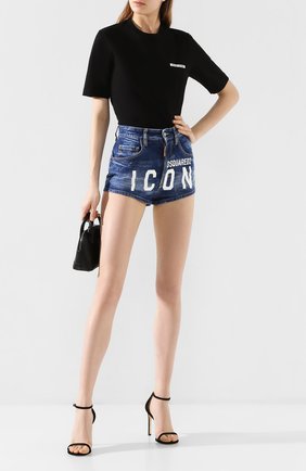 Женская хлопковая футболка DSQUARED2 черного цвета по цене 15600 руб., арт. S80GC0002/S23009 | Фото 2 Женская хлопковая футболка DSQUARED2 черного цвета, арт. S80GC0002/S23009 | Фото 2