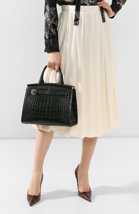 Женская сумка rl50 large из кожи аллигатора RALPH LAUREN темно-зеленого цвета по цене 1840000 руб., арт. 435769042/AMIS | Фото 2 Женская сумка rl50 large из кожи аллигатора RALPH LAUREN темно-зеленого цвета, арт. 435769042/AMIS | Фото 2