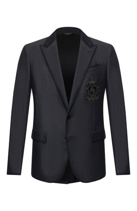 Мужской пиджак из смеси хлопка и шелка DOLCE & GABBANA синего цвета по цене 196000 руб., арт. G2NF3Z/G8CE3 | Фото 1 Мужской пиджак из смеси хлопка и шелка DOLCE & GABBANA синего цвета, арт. G2NF3Z/G8CE3 | Фото 1