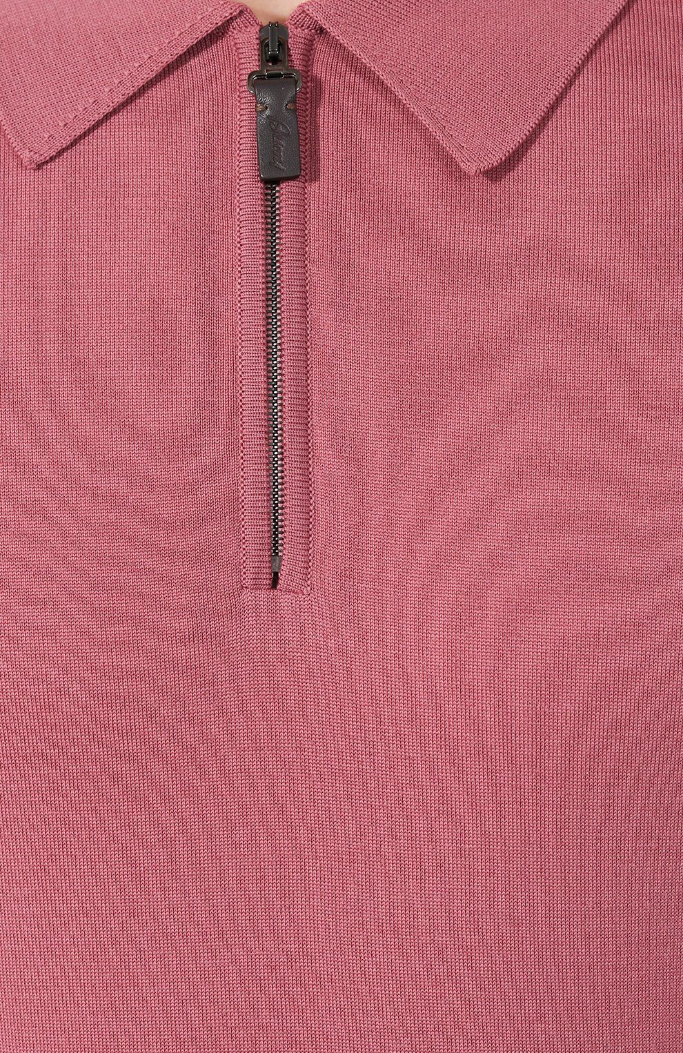 Мужское шерстяное поло BRIONI розового цвета, арт. UMS10L/0ZK18 | Фото 5 (Материал внешний: Шерсть; Застежка: Молния; Рукава: Длинные; Длина (для топов): Стандартные; Кросс-КТ: Трикотаж)