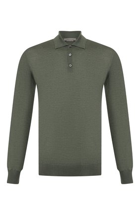 Мужское поло из смеси шерсти и шелка CORNELIANI зеленого цвета по цене 48300 руб., арт. 85M596-0125115/00 | Фото 1 Мужское поло из смеси шерсти и шелка CORNELIANI зеленого цвета, арт. 85M596-0125115/00 | Фото 1