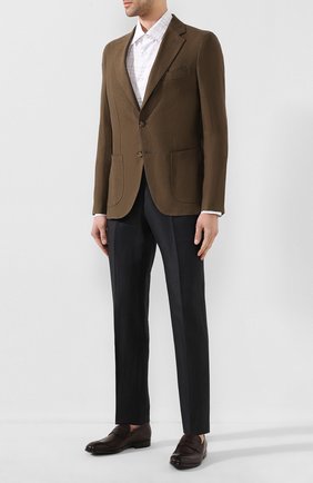 Мужские брюки из смеси шерсти и льна ERMENEGILDO ZEGNA зеленого цвета по цене 44200 руб., арт. 718F01/75F812 | Фото 2 Мужские брюки из смеси шерсти и льна ERMENEGILDO ZEGNA зеленого цвета, арт. 718F01/75F812 | Фото 2
