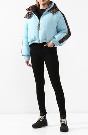 Женский пуховая куртка FENDI голубого цвета по цене 168500 руб., арт. FAA474 AB3P | Фото 2 Женский пуховая куртка FENDI голубого цвета, арт. FAA474 AB3P | Фото 2