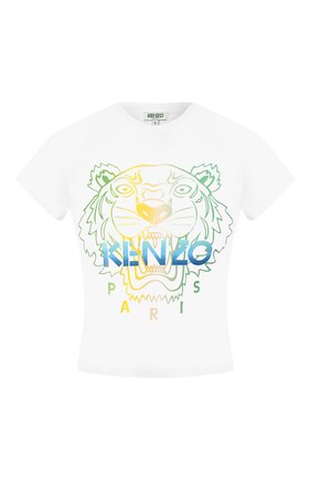 Женская хлопковая футболка KENZO белого цвета по цене 8350 руб., арт. FA52TS6164YH | Фото 1 Женская хлопковая футболка KENZO белого цвета, арт. FA52TS6164YH | Фото 1
