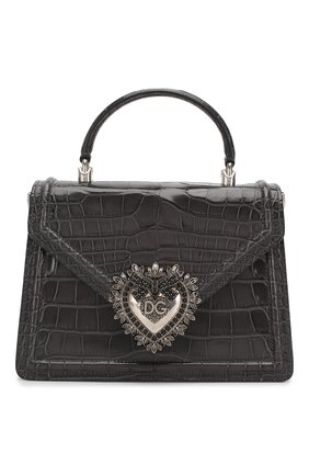 Женская сумка devotion small из кожи аллигатора DOLCE & GABBANA темно-серого цвета по цене 1630000 руб., арт. BB6727/B2DH3/AMIS | Фото 1 Женская сумка devotion small из кожи аллигатора DOLCE & GABBANA темно-серого цвета, арт. BB6727/B2DH3/AMIS | Фото 1