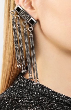 Женские клипсы SAINT LAURENT серебряного цвета по цене 52600 руб., арт. 608122/Y1521 | Фото 2 Женские клипсы SAINT LAURENT серебряного цвета, арт. 608122/Y1521 | Фото 2