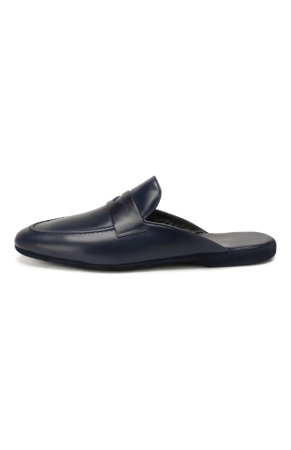 Мужского кожаные домашние туфли FARFALLA темно-синего цвета, арт. G13 | Фото 3 (Материал внешний: Кожа; Материал внутренний: Натуральная кожа; Мужское Кросс-КТ: тапочки-обувь)