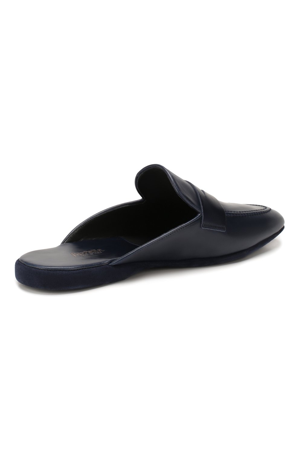 Мужского кожаные домашние туфли FARFALLA темно-синего цвета, арт. G13 | Фото 4 (Материал внешний: Кожа; Материал внутренний: Натуральная кожа; Мужское Кросс-КТ: тапочки-обувь)