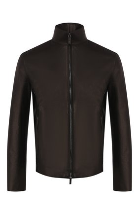 Мужская кожаная куртка GIORGIO ARMANI черного цвета, арт. 5SR12P/5SP18 | Фото 1 (Рукава: Длинные; Материал подклада: Вискоза; Мужское Кросс-КТ: Кожа и замша, Верхняя одежда; Длина (верхняя одежда): Короткие; Кросс-КТ: Куртка; Материал внешний: Натуральная кожа; Региональные ограничения белый список (Axapta Mercury): RU)
