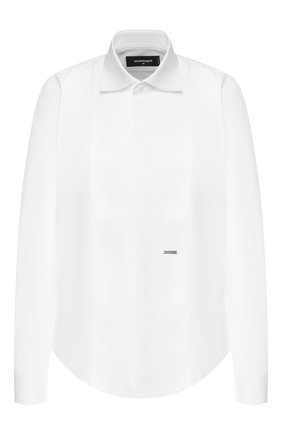 Женская хлопковая рубашка DSQUARED2 белого цвета, арт. S75DL0698/S42381 | Фото 1 (Материал внешний: Хлопок; Рукава: Длинные; Длина (для топов): Стандартные; Статус проверки: Проверена категория; Принт: Без принта; Женское Кросс-КТ: Рубашка-одежда)