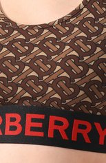 Женский топ BURBERRY коричневого цвета, арт. 8024663 | Фото 5 (Кросс-КТ: без рукавов; Материал внешний: Синтетич еский материал; Рукава: Без рукавов; Длина (для топов): Укороченные; Статус проверки: Проверена категория)