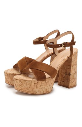 Женские замшевые босоножки bebe GIANVITO ROSSI светло-коричневого цвета по цене 55300 руб., арт. G31522.70RIC.CSGTEC0 | Фото 1 Женские замшевые босоножки bebe GIANVITO ROSSI светло-коричневого цвета, арт. G31522.70RIC.CSGTEC0 | Фото 1