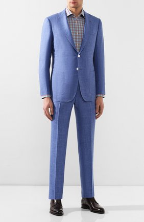 Мужская хлопковая сорочка KITON синего цвета по цене 49550 руб., арт. UCIH0730445 | Фото 2 Мужская хлопковая сорочка KITON синего цвета, арт. UCIH0730445 | Фото 2