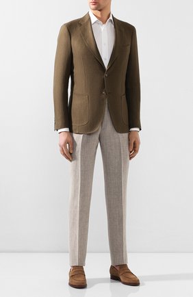 Мужские брюки из смеси льна и шерсти ERMENEGILDO ZEGNA бежевого цвета по цене 47300 руб., арт. 770F05/75TB12 | Фото 2 Мужские брюки из смеси льна и шерсти ERMENEGILDO ZEGNA бежевого цвета, арт. 770F05/75TB12 | Фото 2