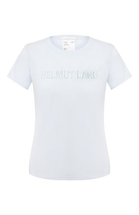 Женская хлопковая футболка HELMUT LANG голубого цвета по цене 20500 руб., арт. J06DW502 | Фото 1 Женская хлопковая футболка HELMUT LANG голубого цвета, арт. J06DW502 | Фото 1