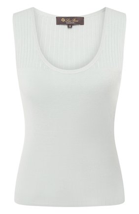 Женский топ из шелка и хлопка LORO PIANA голубого цвета по цене 79100 руб., арт. FAL0190 | Фото 1 Женский топ из шелка и хлопка LORO PIANA голубого цвета, арт. FAL0190 | Фото 1